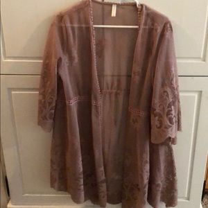 Pink blush lace kimono